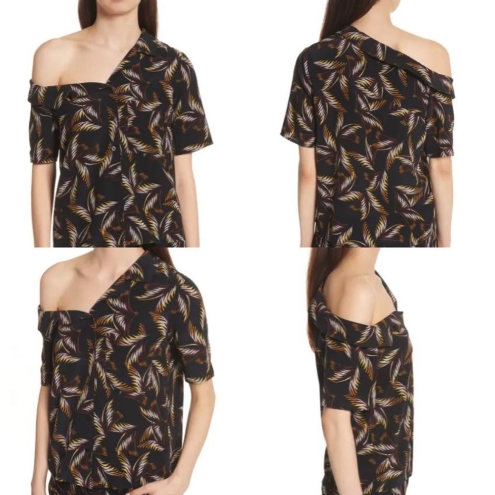A.L.C. Josephine One Shoulder Silk Blouse